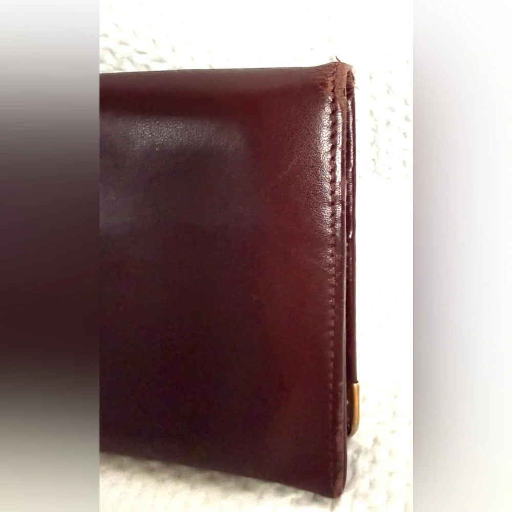 Cartier Must de Cartier Burgundy Leather Long Wallet Vintage Gold Corners